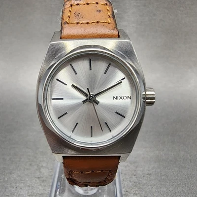 Nixon Time Teller Watch Women 26mm Silver Dial Silver Tone Round New Battery - Image 1 of 4