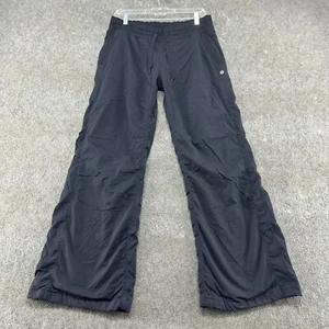 Lululemon Pants Women 10 Black Studio Baggy Striped Drawstring Flare Lightweight - Picture 1 of 7