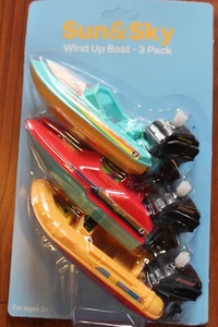 Sun & Sky Wind Up Boat 3 Pack Water Toy - Picture 1 of 2