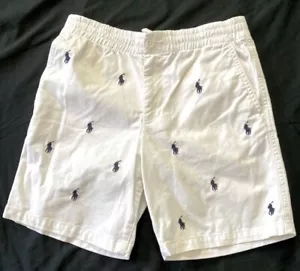 Polo | Ralph Lauren - Pantaloncini da bambino bianchi all over blu navy con ricamo pony taglia 10 - Foto 1 di 9