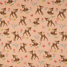 Deers on Peach Background 4Way Stretch Cotton Jersey Fabric Dressmaking Material