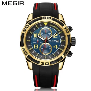 MEGIR Men Casual Quartz Watch Chronograph Silicone Waterproof Sports Wristwatch - Picture 1 of 13