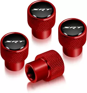 Made for Dodge SRT Logo in Black on Red Aluminum Tire Valve Stem Ca - Picture 1 of 12