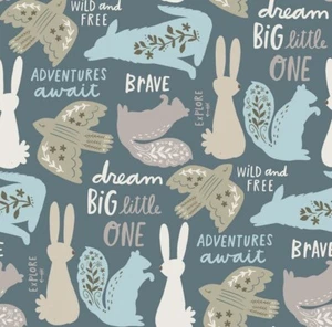Springs Creative Nursery Animals with Text Cotton Fabric by the Yard - Picture 1 of 1