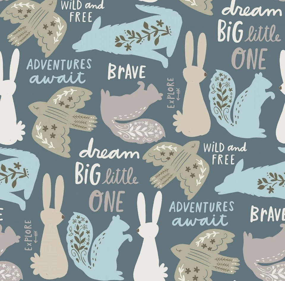 Springs Creative Nursery Animals with Text Cotton Fabric by the Yard - Image 1 of 1