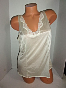 Vtg Sliperfection white nylon & lace  cami lingerie Sz 40