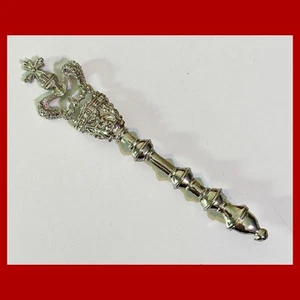 Vintage Scepter Brooch Silver Tone Crown LAPEL or KILT PIN Royal King Queen - Picture 1 of 5