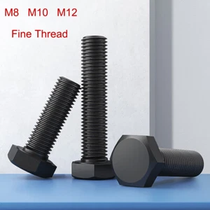 M8 M10 M12 Hex Hexagon Head Screws Bolts Fine Thread Grade 8 Carbon Steel Metric - Picture 1 of 7