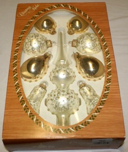 VTG KREBS 9 PC Christmas Ornaments Tree Topper Finial 11" Victorian Lace Glitter - Picture 1 of 4