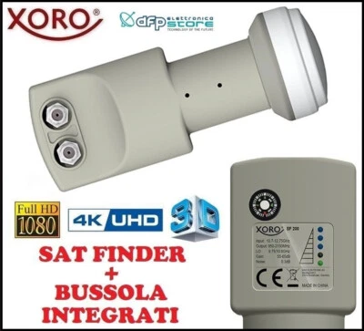 XORO Convertitore Satellitare LNB 2 Uscite Illuminatore Sat Finder Parabola Satfinder