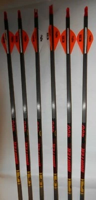 6 Gold Tip Hunter 400 Carbon Arrows w/ Bohning Blazer Vanes! WILL CUT! - Image 1 of 3