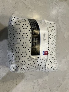 mainstays sheet set size full white with black polka dots - Picture 1 of 3