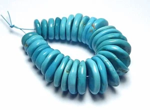 30 pcs SLEEPING BEAUTY TURQUOISE 8-15mm Rondelle Beads NATURAL COLOR /d78 - Imagen 1 de 3