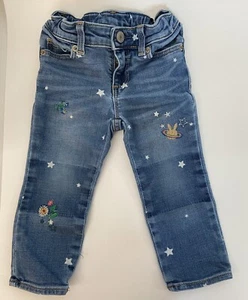 Baby Gap Mädchen 2T Jeans Sterne Planeten Blumen bestickt Sarah Jessica Parker - Bild 1 von 9