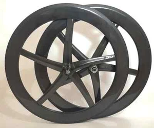 700C Full Carbon Racing Track Road Bicycle Wheelset Clincher/Tubular Five Spoke - Picture 1 of 23