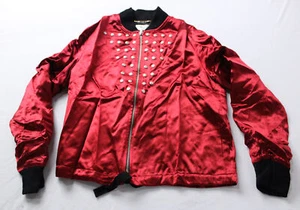 Chaqueta ligera Saint Laurent Paris para mujer con tachuelas mezcla de seda CD4 roja talla 34 - Imagen 1 de 13