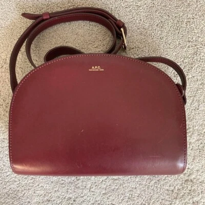 A.P.C. Half Moon leather Shoulder Bag zipper color bordeaux Wine Red goods Women - Image 1 of 4