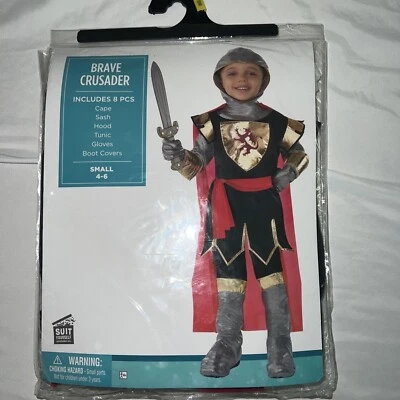 Halloween Costume Brave Crusader, Boy Child Size Small 4-6, 8 Pc: Cape, Hood - Image 1 of 4