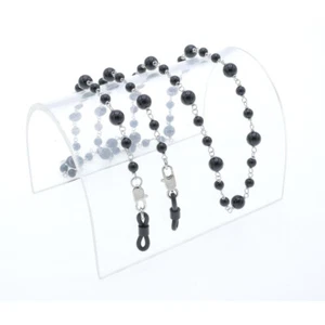 Brillenkette Damen Onyx Kette für Brille Halbedelsteine Edelstahl Halskette - Picture 1 of 6