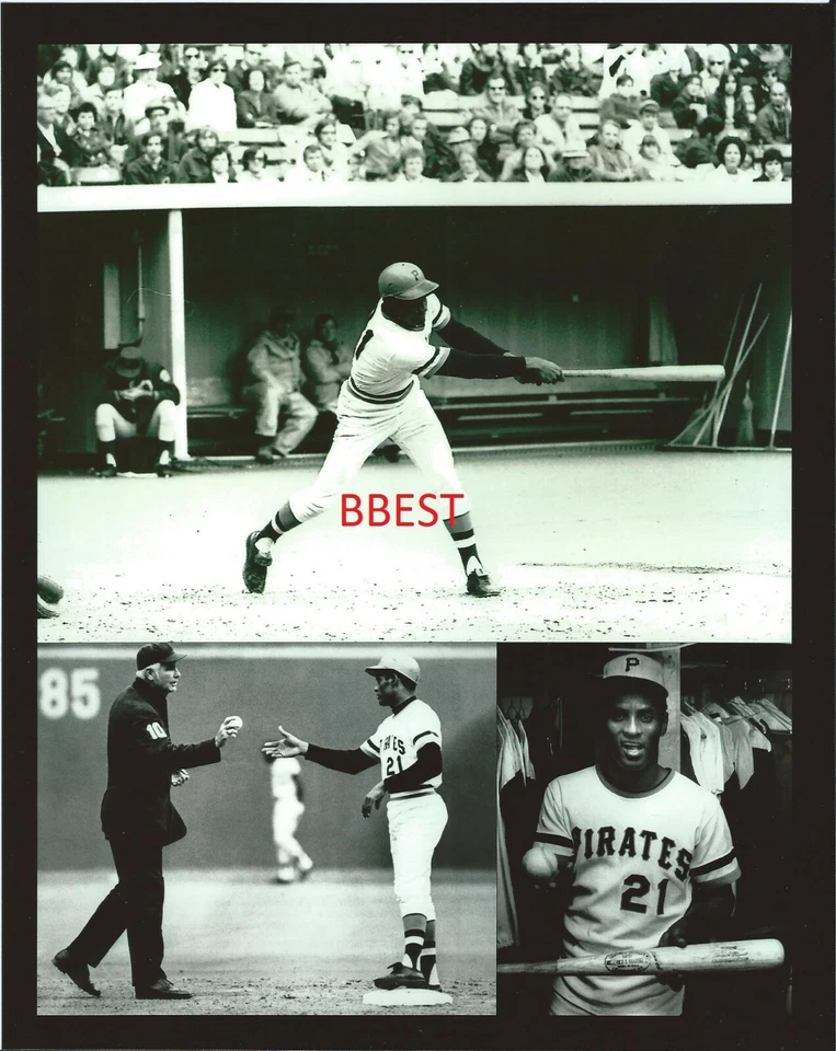 ROBERTO CLEMENTE 8X10 COLLAGE 3000TH HIT 9/30/72 THREE RIVERS STADIUM PITTSBURGH - Image 1 of 1