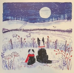 Charity Christmas Card ~ Collie Dogs ~ Sheep Dogs ~ Welsh ~ Single Card 14cm #O - Picture 1 of 3