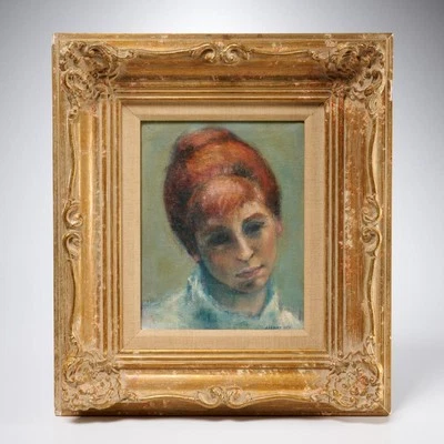 Retrato impresionista rabino mujer pelirroja gris azul pintura al óleo 1959 Foto 1 de 4