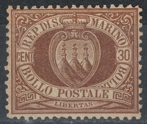SAN MARINO 1877-90 30c bruno MH* © (Lusso) - Picture 1 of 2