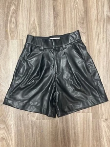 Abercrombie & Fitch Vegan Leather Shorts Women XXS Black Steampunk Gothic Rock - Picture 1 of 10