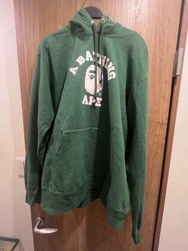 A BATHING APE (BAPE) Felpa con cappuccio A BATHING APE COLLEGE LOGO PULLOVER verde uomo 3XL usata buone condizioni