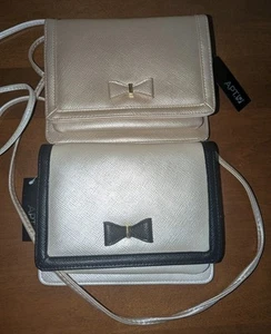 Apt 9 Crossbody Bag w/ Black  Bow Accents  - Champagne  Lined - Brand New -NWT - Picture 1 of 9