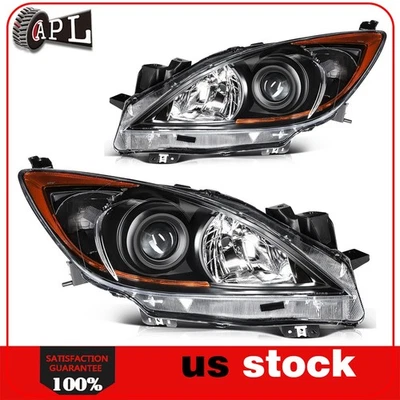 Conjunto de faros para Mazda 3 (5 velocidades) 2013 2010 2011 2012 negro con par ámbar Foto 1 de 4