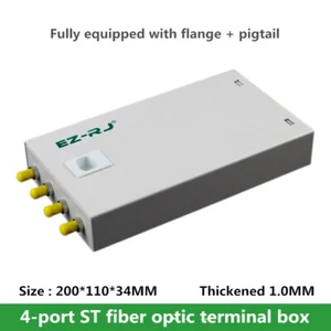 4-port ST fiber optic terminal box thickened 1.0MM full flange + pigtail - Picture 1 of 10
