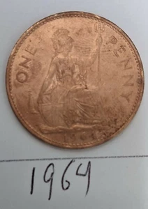 1964 UK (British) Elizabeth II Coin One Penny - Picture 1 of 2