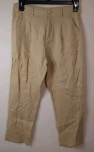 UNITED COLORS OF BENETTON Hose Gr. 4 Leinen weites Bein flache Vorderseite beige Vintage neu mit Etikett - Bild 1 von 7