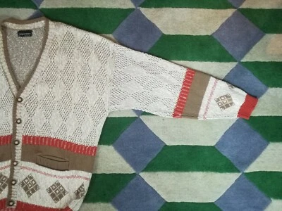 Vintage 70s TONY LAMBERT Dude-style Sweater Cardigan XL Made In USA — 第 1/4 张图片