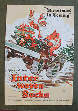 Inter woven Socks Christmas is Coming Santa  1945  magazine  print ad  10" x 7"