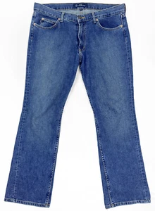 Pantalones de mezclilla Earl hechos en EE. UU. azul corte bota acampanado tiro bajo 100 % algodón para mujer 34X28 - Imagen 1 de 3