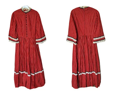 Vintage 50s Womens Medium Floral Tiered Bell Sleeve Dress Milk Maid Peasant - Imagem 1 de 4