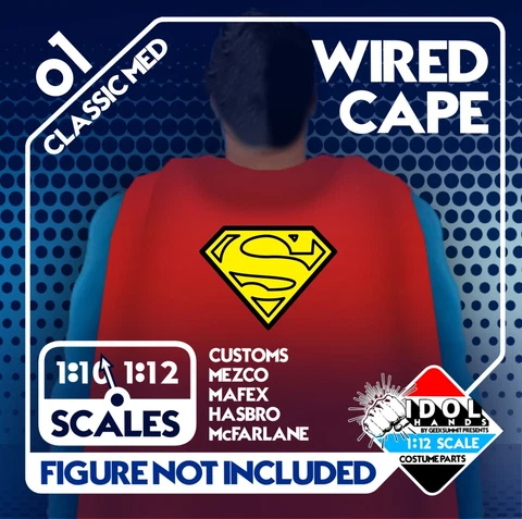 01 Classic Medium Superman Wired Cape for 1:12 Mezco McFarlane IDOL HANDS Cover