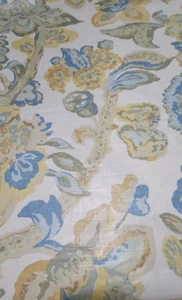 Lee Jofa fabric La Cinta lemon blue, gold green floral 43"L x 55" W new - Picture 1 of 4