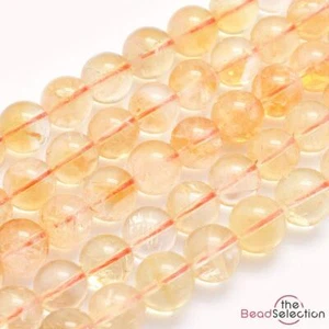 30 Yellow Citrine Round Beads Natural Gemstone 6mm Chakra Jewellery Making GS141 - Picture 1 of 5