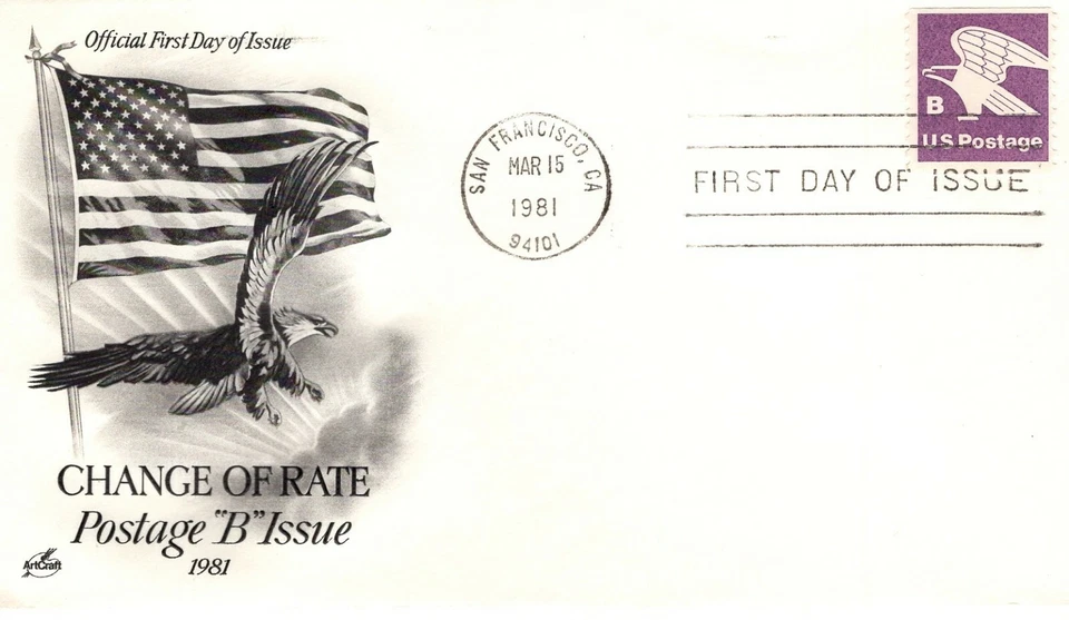 USPS FDC #1820 1981 18¢ Eagle B Rate Change Coil Stamp ST1960 - Image 1 of 1