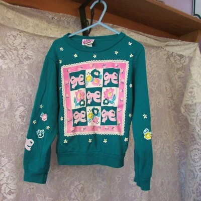 Sudadera Vintage Niñas Athletic Works Floral Verde Talla 6 EE. UU. Foto 1 de 4