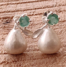 Natural Emerald Gemstone 925 Sterling Silver Dangle Earrings,Wedding Jewelry,