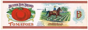 ORIGINAL C1915 CAN LABEL BUSTER BOY HORSE FARMHOUSE FOREST HILL MARYLAND RARE - Picture 1 of 1