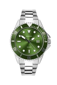 Sekonda Mens Sports Watch Green Dial Silver Bracelet 1622 - Picture 1 of 1