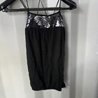 River Island Black Cami Top With Sequins UK Size 8
