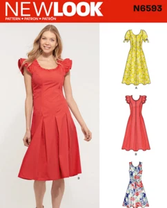 Misses Kleid New Look Schnittmuster N6593 Gr. 6-18 NEU UNGESCHNITTEN Landhaus Kern FF - Bild 1 von 2
