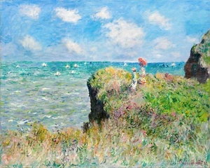 Cliff Walk at Pourville by Claude Monet Giclee Museum Size Repro on Canvas - Picture 1 of 1
