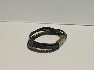 IB Goodman IBG Edelstahl Armband Herren braun Leder 8" Magnetverschluss  - Bild 1 von 10